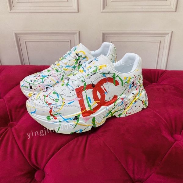 

2023new womens designer casual shoes leather lace-up sneaker brand flat running trainers letters men gym sneakers, Black
