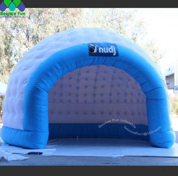 

4m13 open igloo giant inflatable dome tent with prints chill out pod vending bar booth for party events advertising, Black;white