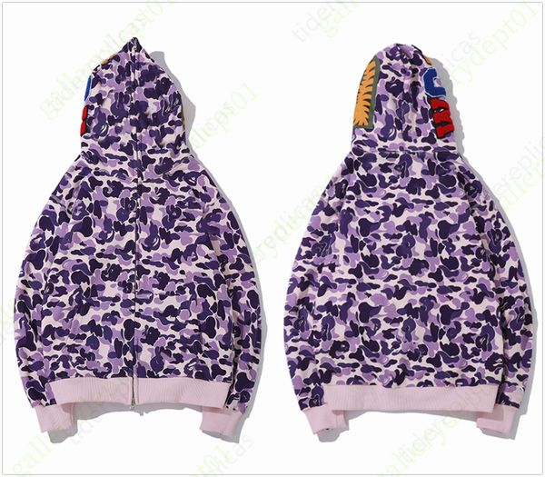 

hoodies men hoodie designer zip up shark reflective women sweatshirts sweaters hoody oversized color camo wide full zip double cap embroider, Black
