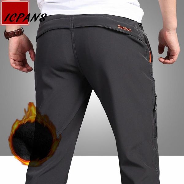 

pants warm fleece winter pants thicken men zipper waterproof work casual pants men military tactical cargo pants male trousers 4xl, Black