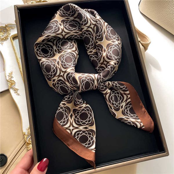 

scarves luxury silk feeling hair scarf women summer print shawl wraps hijab female tie hand wrist foulard head scarves bufanda kerchief j230, Blue;gray