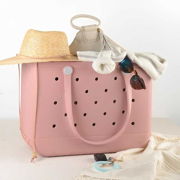 

large beach bag summer eva basket women rubber picnic beach tote bag with waterproof handbag pouch shopping shoulder bag