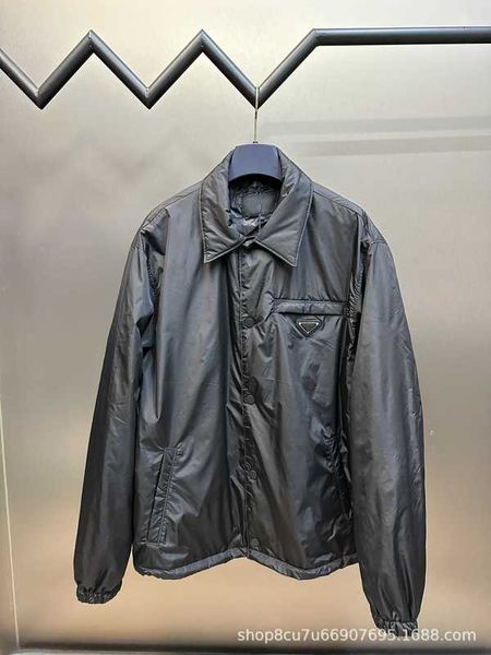 

Jackets Men' P Family AutumnWinter Chest Pocket Triangle Micro Label and Women' Loose Warm Nylon Shirt Cotton Coat 5T06, Black