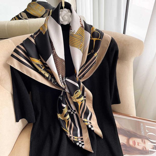 

scarves new design sunscreen square shawls 2023 luxury style beach bandanna popular 90x90cm large muffler fashion spring muslim kerchief j23, Blue;gray