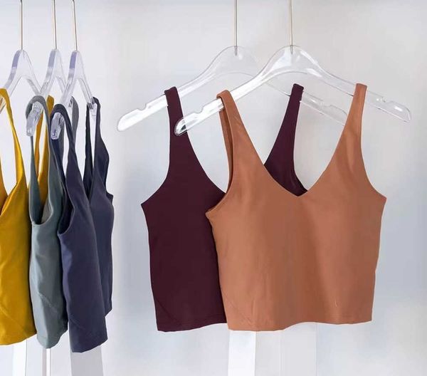 

lulululemens women classic popular fitness bra butter soft women sport tank gym crop yoga vest beauty back shockproof with removable chest p, Gray