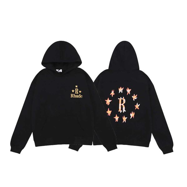 

men's hoodies sweatshirts meichao rhude black money hoodie pretty five-pointed star print sweater for men and women leisure