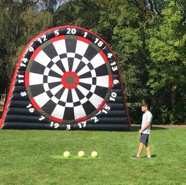 

4mh door ship giant inflatable soccer dart game commercial inflatables football darts board dartboard for kids games, Black;white