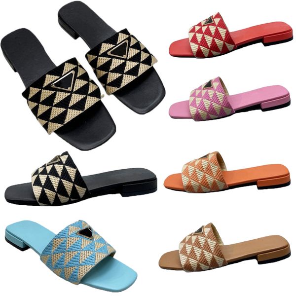 

designer slippers women's slippers electric embroidery cool drag embroidered fabric slippers black beige multi-color embroidery slipper