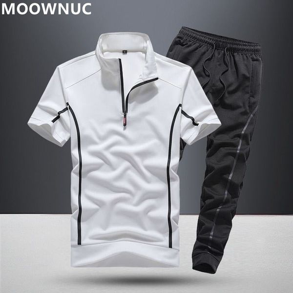 

mens tracksuits summer mens classic fashion short sleeve tshirt suit mens casual comfort large size highquality sports suit m5xl 230428, Gray