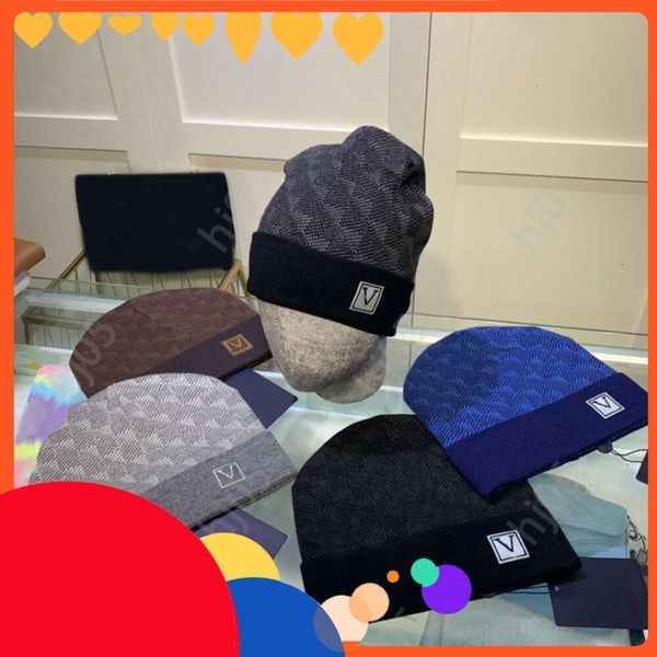 

1aPlaid designer beanie designer hats for men knitted bonnets winter hat fall thermal skull cap ski travel classical luxury beanies brown black grexx, 1#