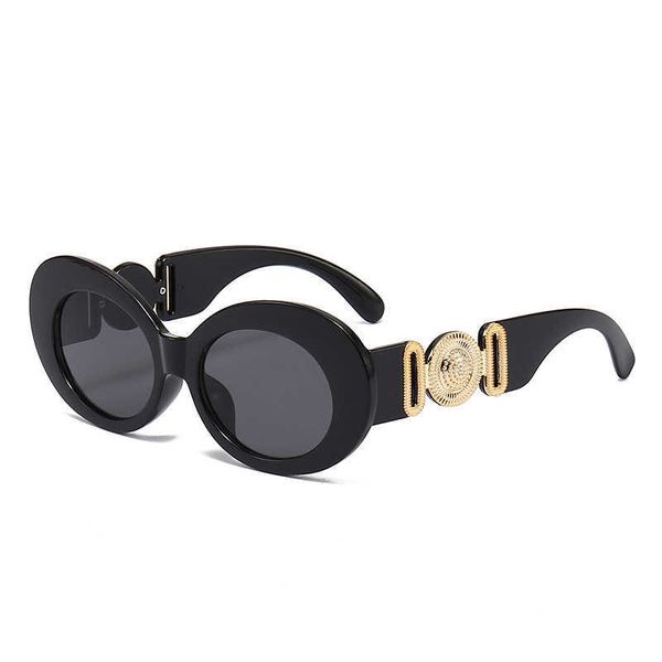 

2023 small for women with oval frame fashionable trendsetters driving hip-hop sunglasses 5401, White;black
