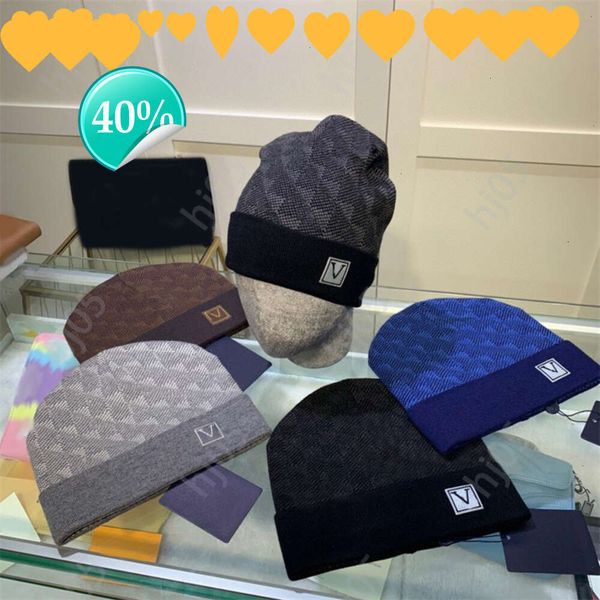 

Plaid designer beanie designer hats for men knitted bonnets winter hat fall thermal skull cap ski travel classical luxury beanies brown black grey keep warm631p, 5#
