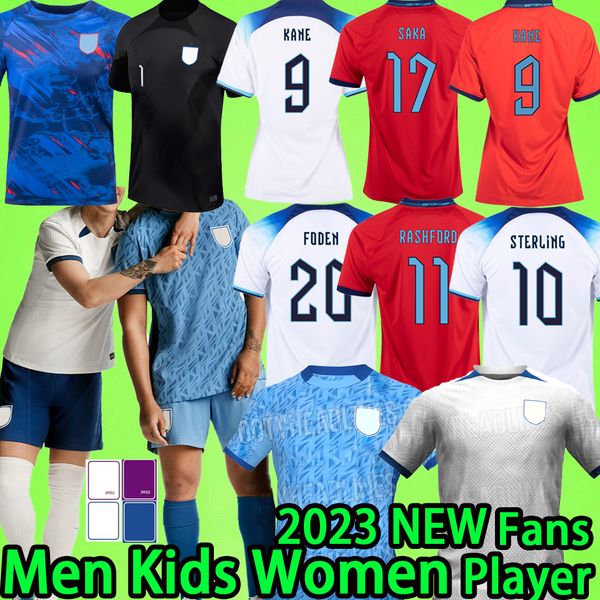 

2023 englands soccer jerseys women fans player version men sets kids kit 22 23 24 girls football shirt long sleeve 2022 kane foden rashford, Black;yellow