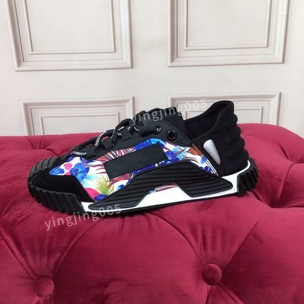 

2023new designer brand sneakers mens shoes print check trainer platform trainers striped sneaker suede shoes, Black