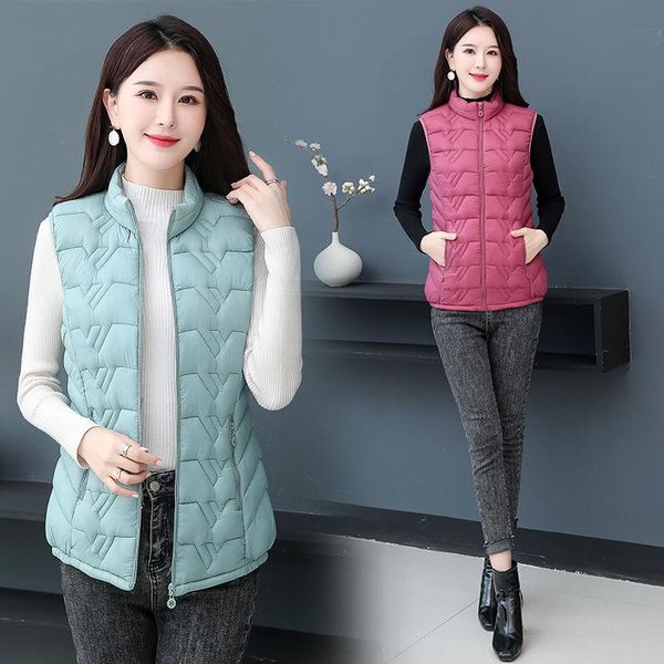 

leather woman jacket vest autumn winter cotton women's short sleeveless down cottonpadded vest plus size coat chaleco mujer wholesale, Black