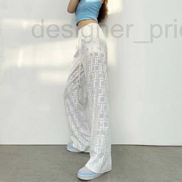 

women's pants & capris designer full letter print wide leg trousers ashion high waist velvet loose drawstring 5 colors optional b3jq, Black;white
