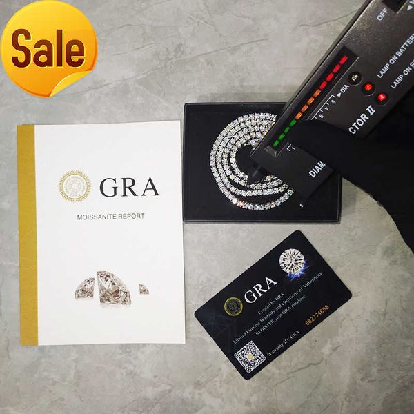 

wholesale pass diamond tester 925 silver vvs diamond moissanite tennis chain 3mm 4mm 5mm 6mm hip hop tennis necklace bracelet