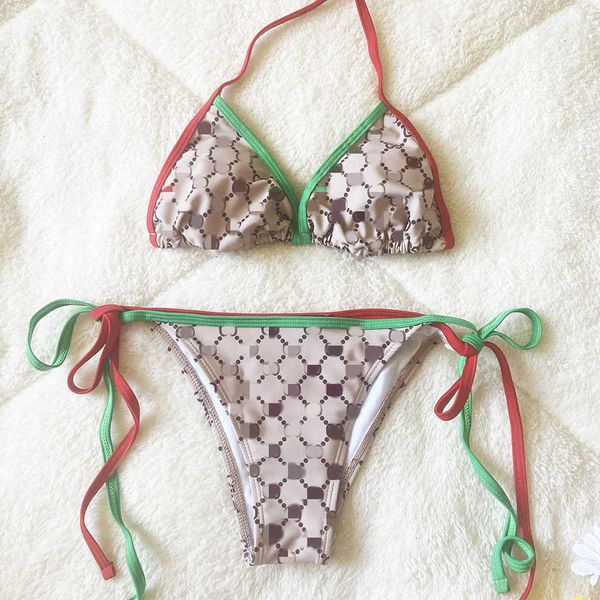 

g-letter designer trendy bikini red and green popular drawstring women's swimsuit