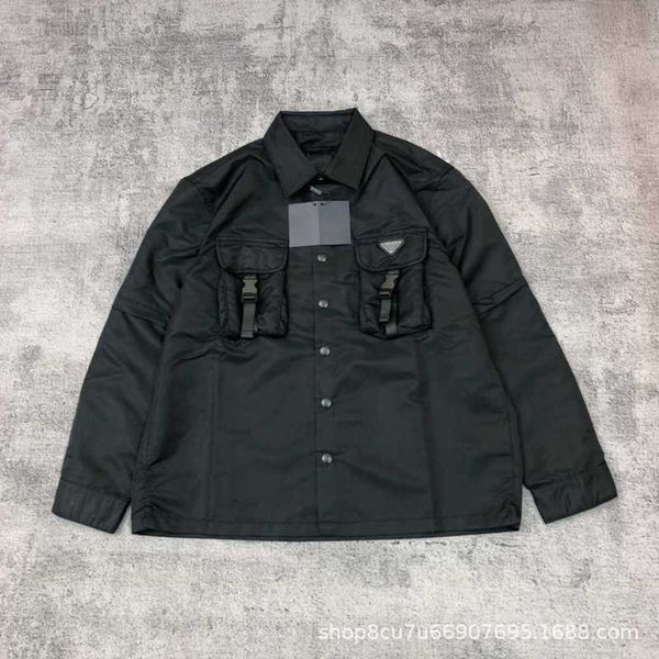 

Jackets Men's High version P family springsummer detachable sleeves Re Nylon recycled nylon men's and women's shirt jacket BMC1, Black
