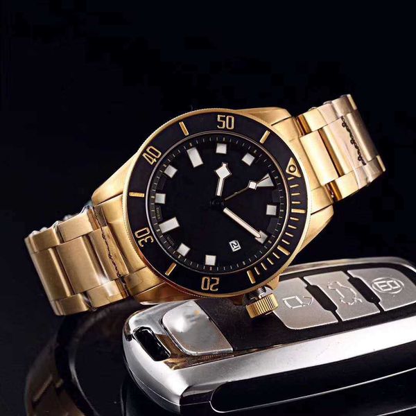 

men brand watch designer luxury fully automatic sports watch rose gold steel strap sapphire lens watch, Slivery;black