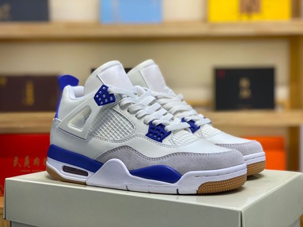 

2023 new arrivals authentic jumpmans 4s basketball shoes jumpman 4 blue white grey latest women men designer sneakers lifestyles sports rele