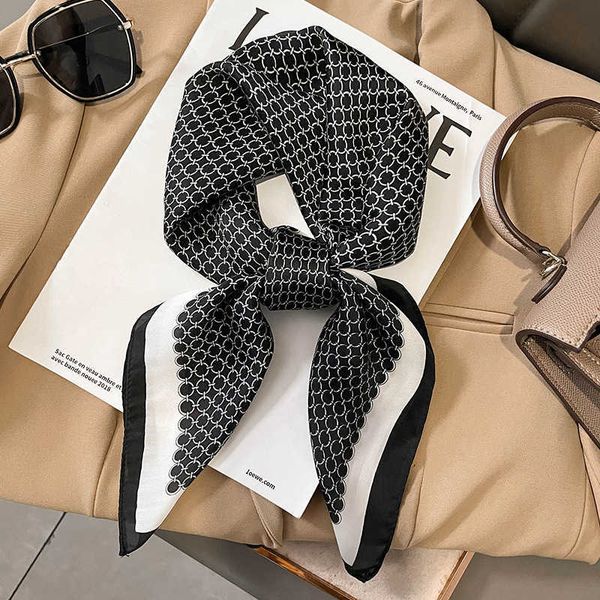 

scarves luxury brand 2022 silk square scarf women cat neck hair tie band beach hijab kerchief head headbands bandana female foulard 70cm j23, Blue;gray