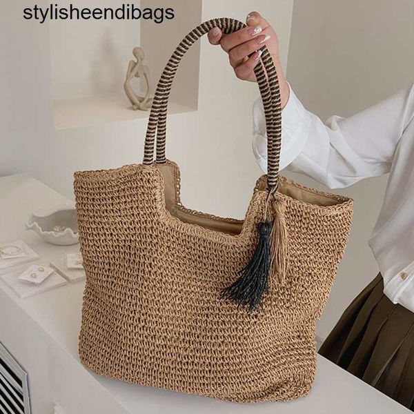 

stylisheendibags shoulder bags big straw weave tassel tote summer beach bags for women 2023 large capacity fashion shoulder bag lady handbag