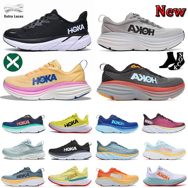 

hoka one running shoes for men women hokas bondi 8 carbon x2 clifton challenger atr low mesh airs trainers triple white on cloud sports snea