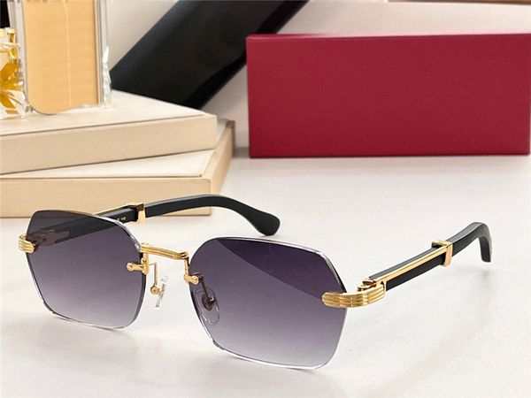 

new fashion design square sunglasses 0362s rimless frame wooden temples simple and popular style outdoor uv400 protection glasses, White;black