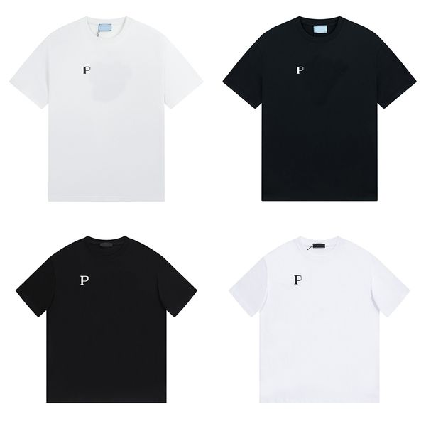 

luxury women's t-shirt spring and summer new fashion simple letter logo embossed men's and women's casual loose hundred short, White