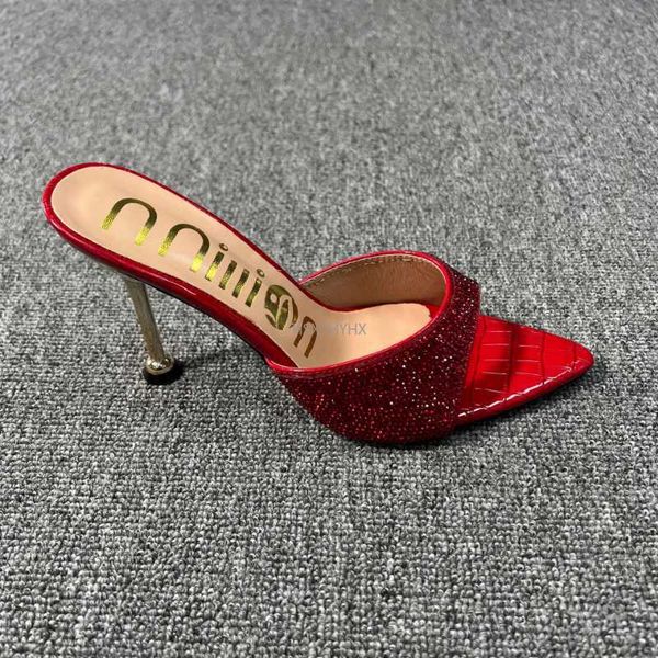 

sandals women's highheeled 10cm sandals 2023 summer new super highheeled shoes open toe stiletto sparkling rhinestones j230428, Black