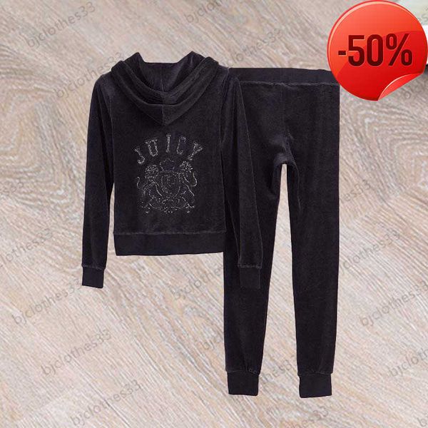 

juicy tracksuit womens two piece pants back classic letter embroidery hooded long sleeved elastic waist loose pant fashion sports style wom, Gray