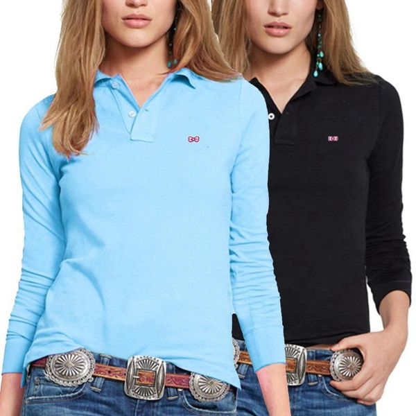 

polos women's spring new slim fit casual lapel breathable longsleeved polo shirt cotton polo femme tshirts, White