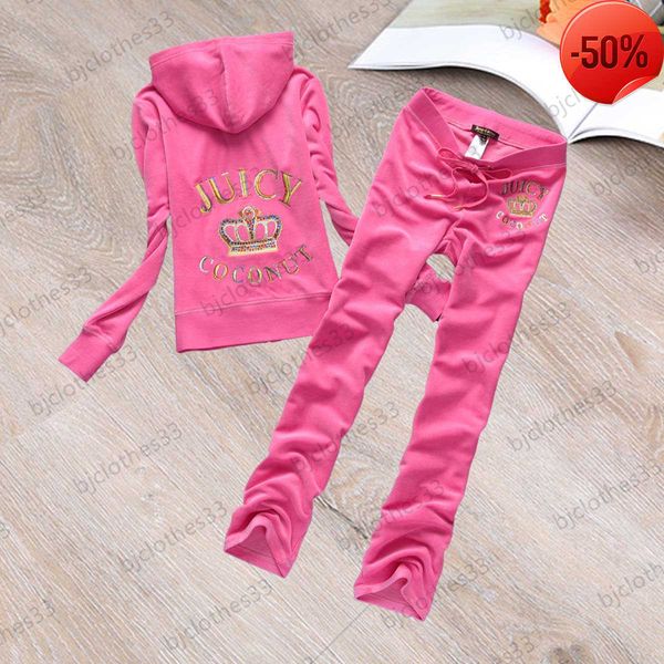 

juicy tracksuit womens two piece brand juicy tracksuits gold lettered print hooded regular lace-up joker trousers fashion designer women cl, Gray