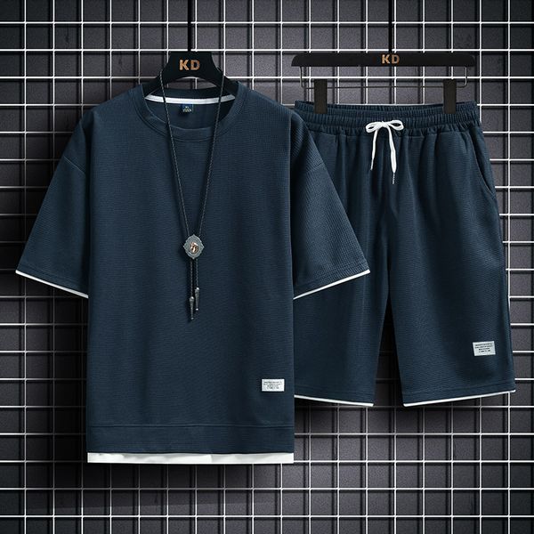 

mens tracksuits t shirtsshorts summers t shirts mens set short sleeve set fashion casual tshirt loose oneck set men size m4xl 230428, Gray