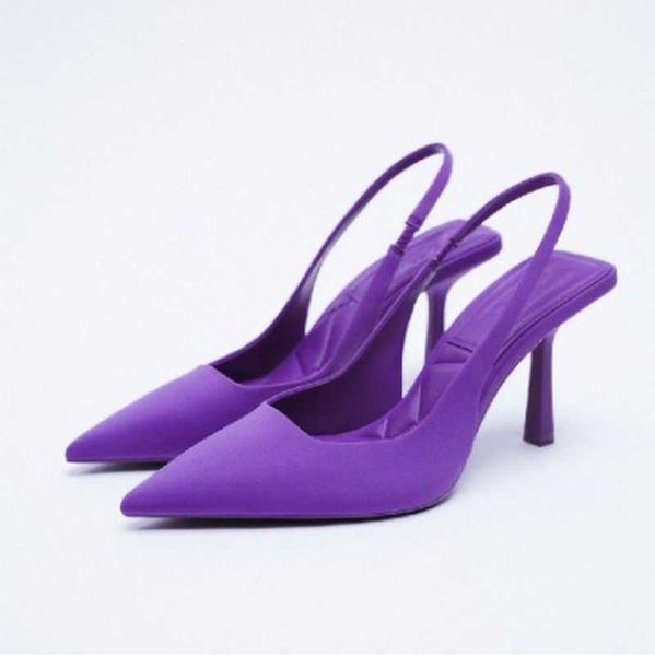 

sandals 2022 spring heels new pointed toe stiletto mediumheel shoes back empty toe sandals highheeled shoes green women shoes j230428, Black