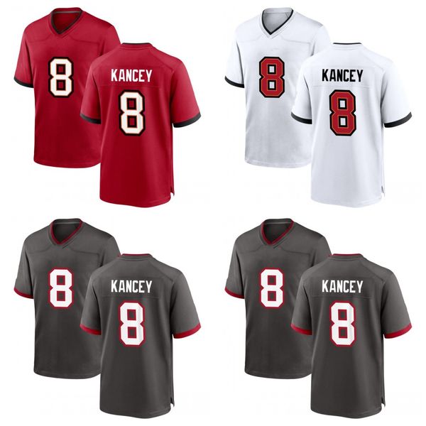 

#8 calijah kancey football jerseys red white men women youth, Black;red
