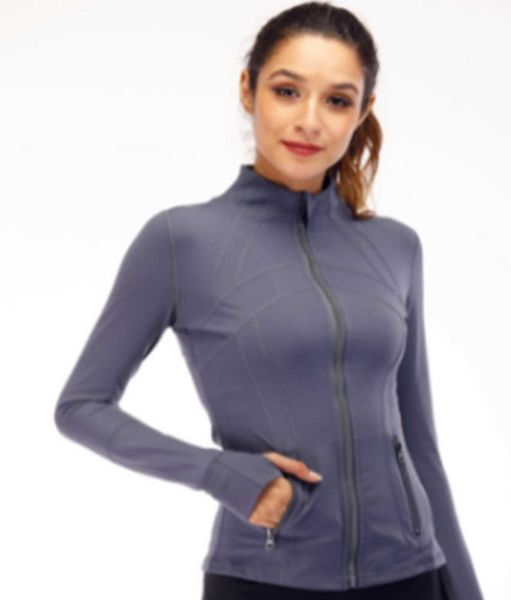

yoga lulus jacket women long sleeves jackets define workout sport coat fitness clothes girl jogging outfit quick dry solid zip up lady sweat, Gray