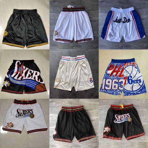 

philadelphia''76ers''men throwback basketball shorts pocket, Black