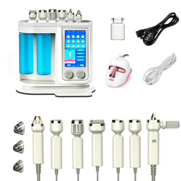 

portable 7in1 hydra oxygen jet facial machine hydradermabrasion with acne treatment plasma shower, Black;white