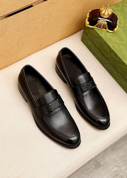 

2023 men dress shoes genuine leather brand designer footwear loafers male fashion brogue business formal flats size 38-45, Black