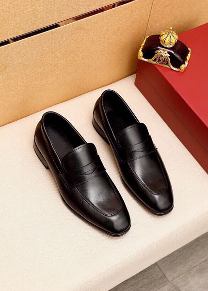 

2023 mens slip-on dress shoes fashion genuine leather flats men business office work formal brand designer party wedding oxfords size 38-45, Black