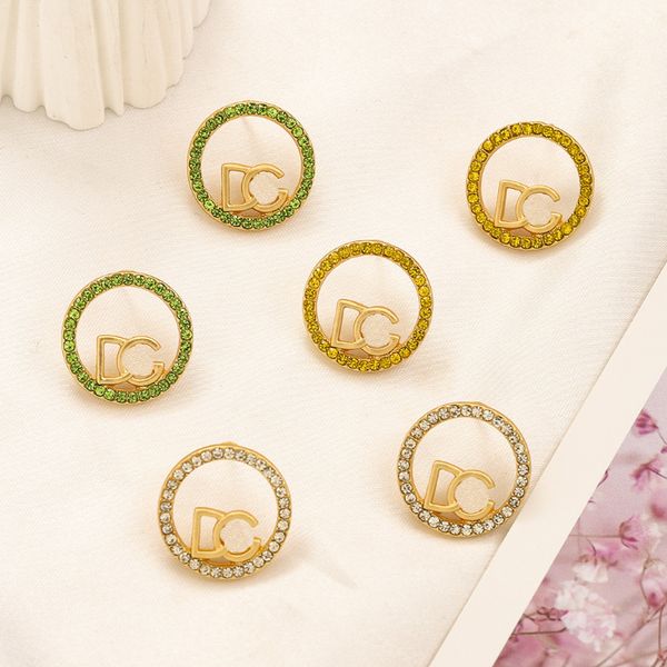 

2023 new diamond hoop earrings gold plated jewelry classic design stud earring wedding birthday family gift earrings spring brand, Golden;silver