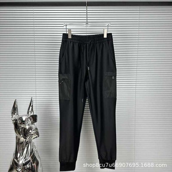 

Men's Pants High version P family celebrity same style solid color side pockets custom woven and dyed casual loose couple pants BREU, Black