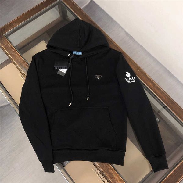 

Hoodies Men' Sweatshirts High version P family' triangular logo hoodie fashionable and loose fitting men' women' regular family letter trendy brand top hoodie KLE2, Black