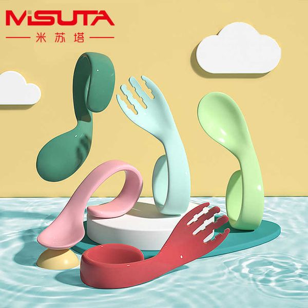 

cups dishes utensils baby training spoon and fork set newborn training tableware bpa food grade pp material baby eating utensils p230314