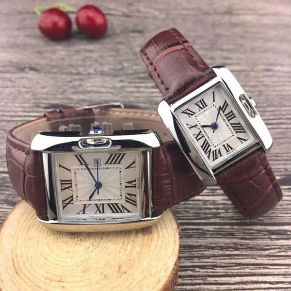 

Top quality men and women watches quartz movement watch rose gold silver case leather strap women dress watch lover designer wristwatch luxury designer