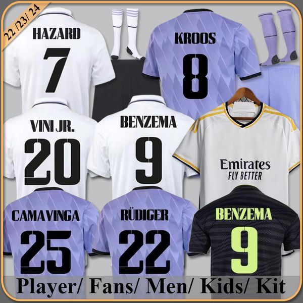 

22 23 24 player version soccer jerseys 3rd benzema finals champions kits rodrgo camiseta real madrids 2023 vini jr camavinga tchouameni kids, Black;yellow