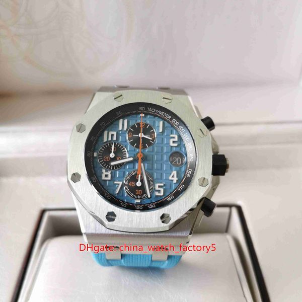 

super version mens watch 42mm x 15mm 26238 chronograph series 26238 blue dial watches 50th anniversary cal.4404 movement mechanical automati, Slivery;brown