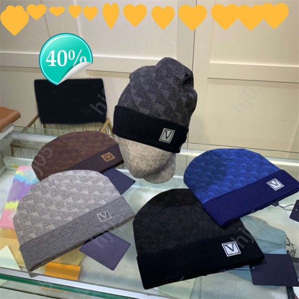 

Plaid designer beanie designer hats for men knitted bonnets winter hat fall thermal skull cap ski travel classical luxury beanies brown black grey keep warm999999p, 4#